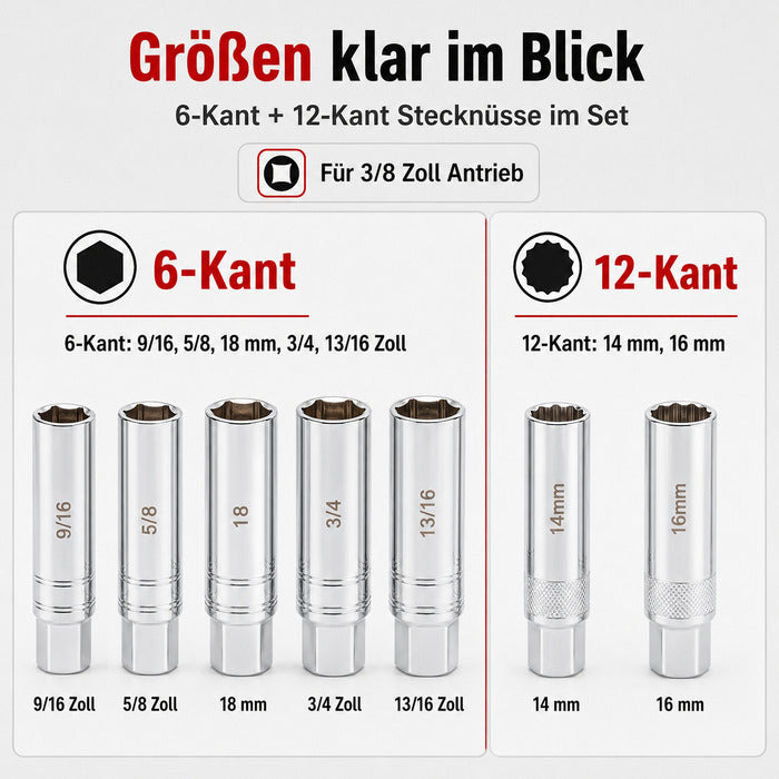 (50% Rabatt) 10-tlg. Magnet-Zündkerzen-Stecknuss-Set