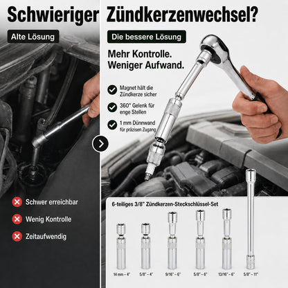 (50% Rabatt) – 6-tlg. Magnetisches 3/8”-Zündkerzen-Steckschlüssel-Set
