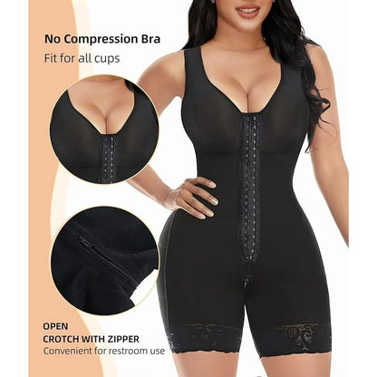 Full Body Hooked Faja Bodysuit with Zipper Crotch