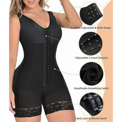 Full Body Hooked Faja Bodysuit with Zipper Crotch