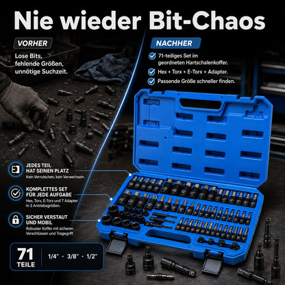 (50% Rabatt) 71-teiliges Hex Torx E-Torx Steckbit-Set